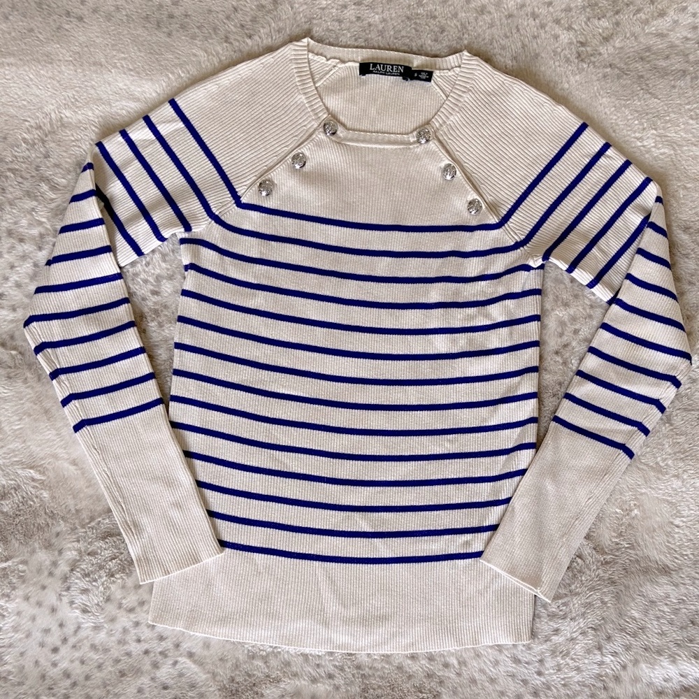Ralph Lauren Striped Sweater with Silver Buttons